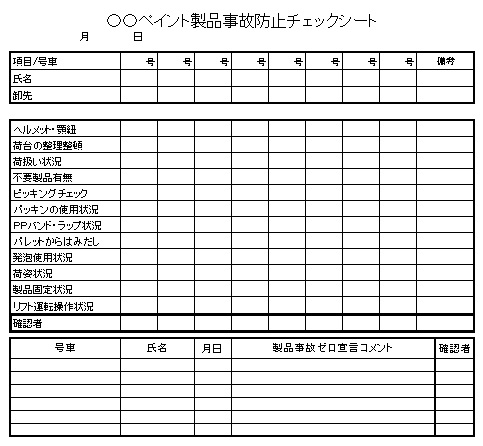 事故防止チェックシート