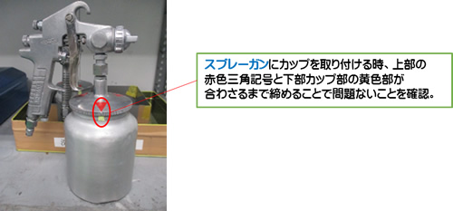 スプレーガンタンクの締め込み部